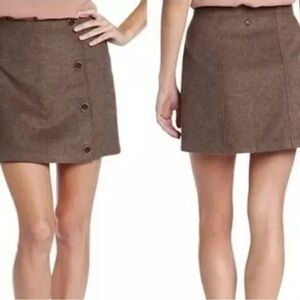 PRANA Wool Blend Espresso Button Front Nicky Wrap Skirt Size 4